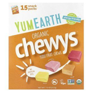 YumEarth, Organic Chewys&trade;, Fruit Chews, 15 Snack Packs, 0.5 oz (14 g) Each купить в Киеве и Украине