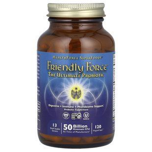 HealthForce Superfoods, Friendly Force, найкращий пробіотик, 50 мільярдів КУО, 120 веганських капсул