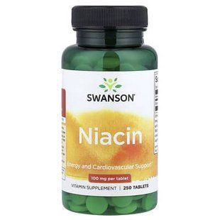 Ниацин, Niacin, Swanson, 100 мг, 250 капсул купить в Киеве и Украине