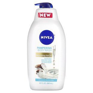 Nivea, Pampering Body Wash with Nourishing Serum, Coconut & Almond Milk, 30 fl oz (887 ml) купить в Киеве и Украине