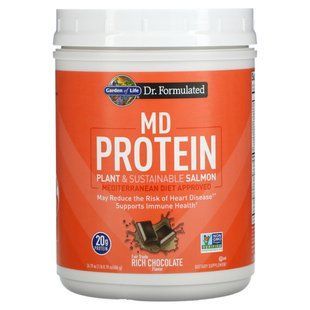 Garden of Life, MD Protein, plant-based and eco-friendly salmon, rich chocolate, 24.19 ounces (686 g)
