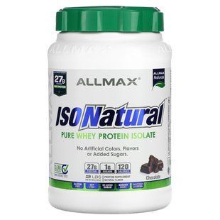 IsoNatural, 100% ultra-pure natural whey protein isolate, chocolate, ALLMAX Nutrition, 907 g.