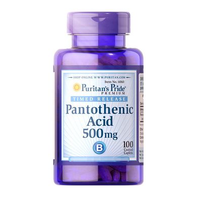 Pantothenic Acid 500 mg Puritan's Pride 100 caplets