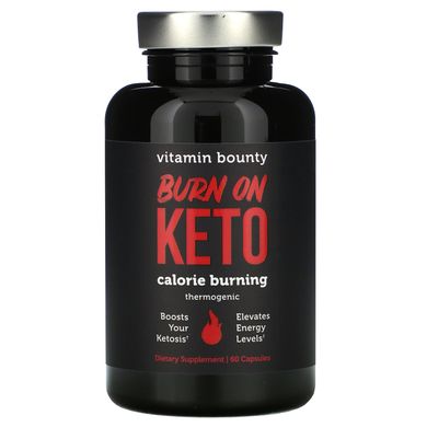 Vitamin Bounty, Burn On Keto, термогенное средство для сжигания калорий, 60 капсул купить в Киеве и Украине