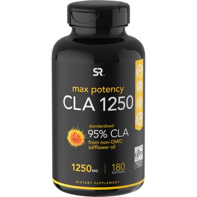 CLA1250, Максимальна Ефективність, 1 250 мг, Sports Research, 180 желатинових капсул