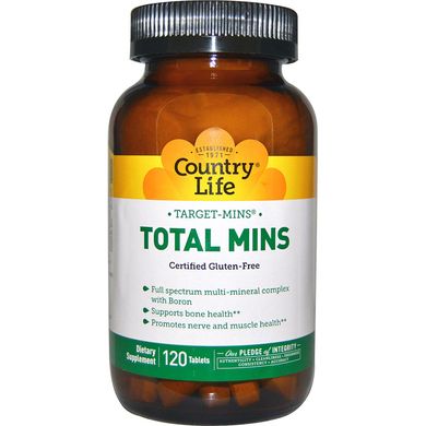 Target-Mins, Total Mins, мультімінеральний комплекс з бором, Country Life, 120 таблеток