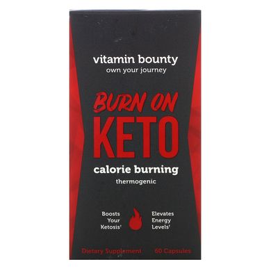 Vitamin Bounty, Burn On Keto, термогенное средство для сжигания калорий, 60 капсул купить в Киеве и Украине