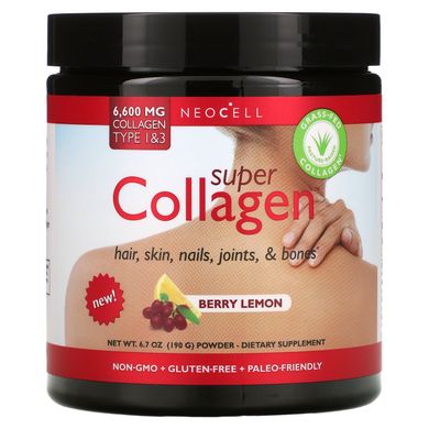 Супер колаген тип 1 і 3 Neocell (Super Collagen) зі смаком ягоди-лимон 198 г