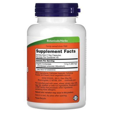 Кордицепс Now Foods (Cordyceps) 750 мг 90 капсул купить в Киеве и Украине