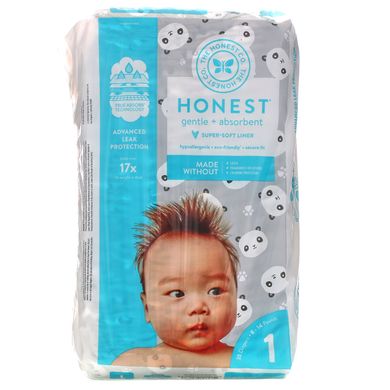 Підгузки, Honest Diapers, Розмір 1, 8-14 фунтів, панди, The Honest Company, 35 підгузників