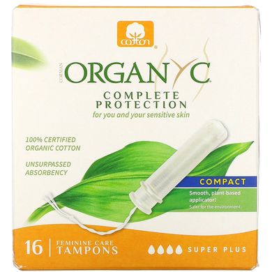 Органічні тампони компактні Organyc (Organic Tampons Compact Super Plus) 16 шт