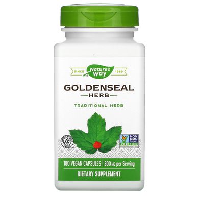 Гідрастіс канадський, Goldenseal, Nature's Way, 400 мг, 180 вегетаріанських капсул