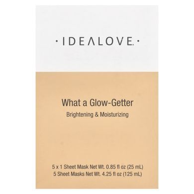 Idealove, What a Glow-Getter, Brightening & Moisturizing, 5 Beauty Sheet Masks, 0.85 fl oz (25 ml) Each