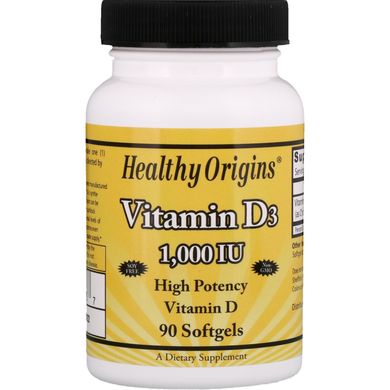 Вітамін D3 Healthy Origins (Vitamin D3 high potency) 1000 МО 90 капсул