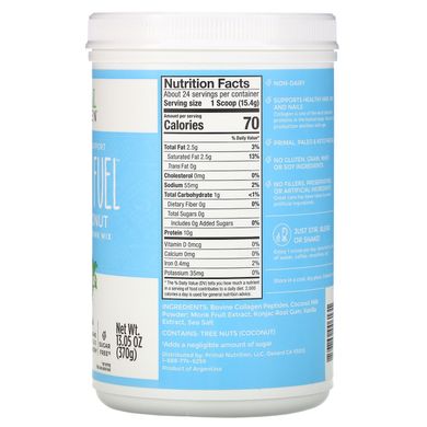 Collagen Fuel, напій з колагеном і пептидами від тварин на підніжному корму, зі смаком ванільного кокоса, Primal Kitchen, 370 г