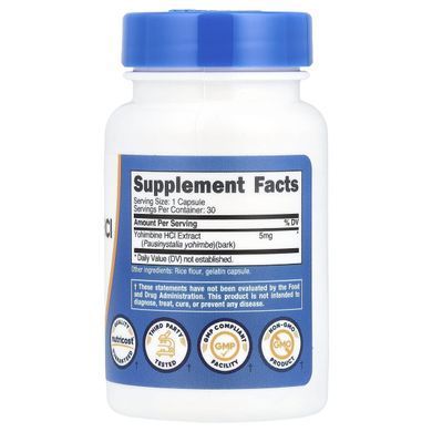 Yohimbine HCL 5 mg 30 capsules