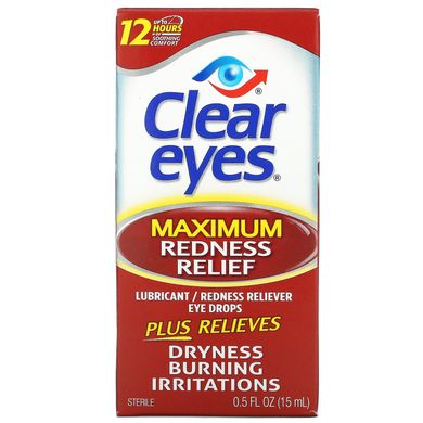 Очні краплі лубриканта / зняття почервоніння Clear Eyes 15 мл (Maximum Redness Relief