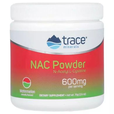 NAC N-ацетил L-цистеин, 600 мг, вкус арбуза, NAC Powder, Trace Minerals, 75 гр купить в Киеве и Украине