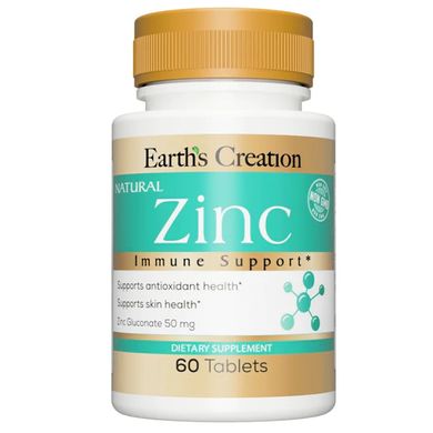 Цинк глюконат Earth`s Creation (Zinc Gluconate) 50 мг 60 таблеток