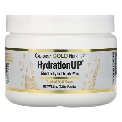 Порошкова суміш для напоїв з електролітом тропічні фрукти California Gold Nutrition (HydrationUP Electrolyte Drink Mix Powder Tropical Fruit)