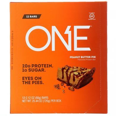 Батончики One, зі смаком пирога з арахісовим оліям, One Brands, 12 батончиків по 212 унції (60 г)