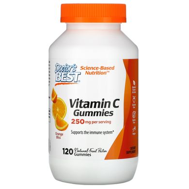 Вітамін С Doctor's Best (Vitamin C Gummies) 250 мг 120 жувальних цукерок зі смаком апельсина