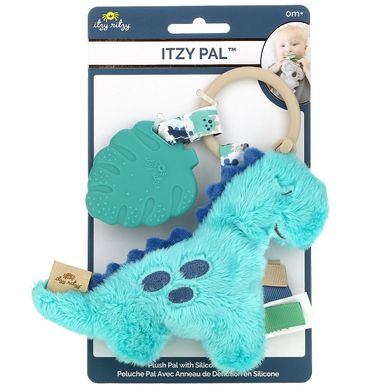 Itzy Ritzy, Itzy Pal, плюшева іграшка із силіконовим прорізувачем, для малюків від 0 місяців, динозаврик Джеймс, 1 шт.