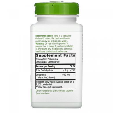 Hydrastis canadensis, Goldenseal, Natures Way, 400 mg, 180 vegetarian capsules.