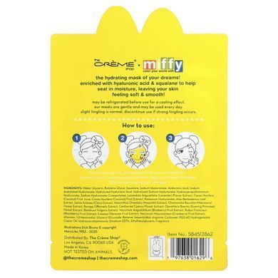 The Creme Shop, Miffy, Hydrating Animated Essence Beauty Sheet Mask, Dewy Dreams, 1 Sheet