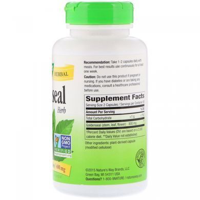 Hydrastis canadensis, Goldenseal, Natures Way, 400 mg, 180 vegetarian capsules.
