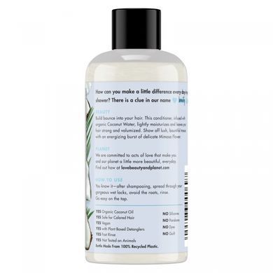 Кондиціонер для об'єму, кокосова вода і квітка мімози, Volume and Bounty Conditioner, Coconut Water & Mimosa Flower, Love Beauty and Planet, 89 мл