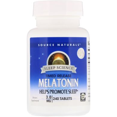 Мелатонін, Melatonin, Source Naturals, 3 мг, 240 таблеток