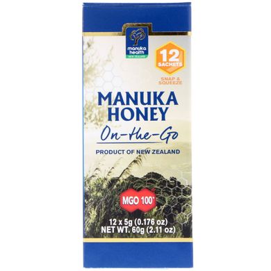 Манука мед дорожній Manuka Health (Honey MGO 100+) 12 пакетиків по 5 г