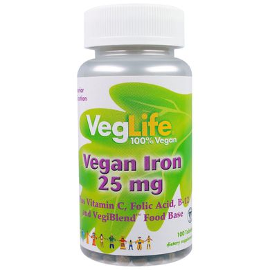Залізо рослинного походження VegLife (Vegan Iron) 25 мг 100 таблеток