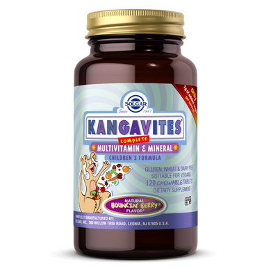 Дитячий комплекс з вітамінами і мінералами зі смаком ягід Solgar (Kangavites Complete Multivitamin & Mineral Chewable) 120 жувальних таблеток