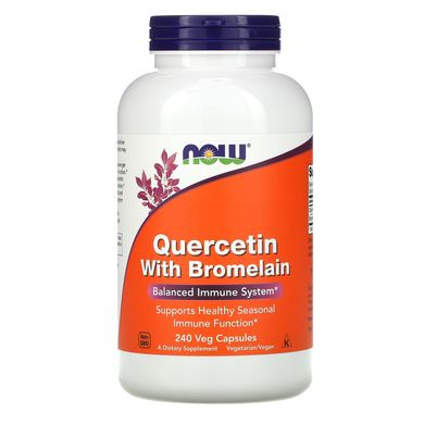 Кверцетин з бромелаїном Now Foods (Quercetin with Bromelain) 240 вегетаріанських капсул