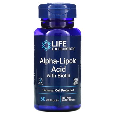 Альфа-ліпоєва кислота з біотином Life Extension (Alpha-Lipoic Acid with Biotin) 60 капсул