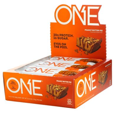 Батончики One, зі смаком пирога з арахісовим оліям, One Brands, 12 батончиків по 212 унції (60 г)