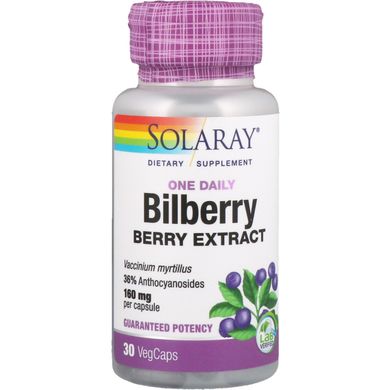 Чорниця екстракт ягід Solaray (Bilberry) 1 в день 160 мг 30 капсул