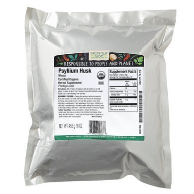 Органические цельные оболочки семян подорожника, Frontier Natural Products, 16 унций (453 г) купить в Киеве и Украине