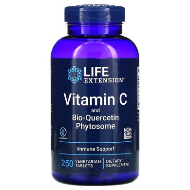Вітамін С і фітосоми біокверцетина, Vitamin C and Bio-Quercetin Phytosome, Life Extension, 250 вегетаріанських таблеток