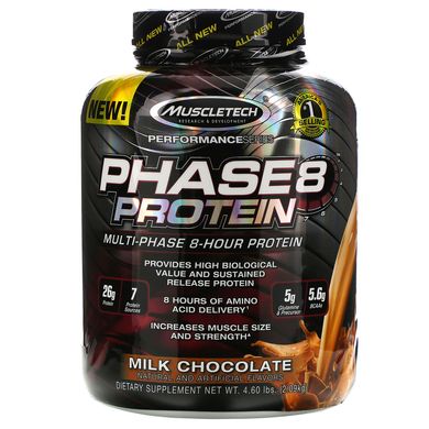 Протеїни 8-годинне засвоєння смак молочного шоколаду Muscletech (Phase8 Performance Series) 2.09 кг