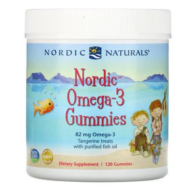 Риб'ячий жир для дітей Nordic Naturals (Nordic Omega-3 Gummies) 82 мг 120 жувальних таблеток зі смаком мандарина