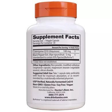 High Absorption CoQ10 100mg w/ Bioperine.
