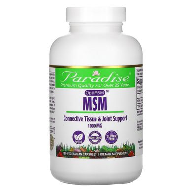 MSM / МСМ (Метілсульфонілметан), Paradise Herbs, 1,000 мг, 180 вегетаріанських капсул