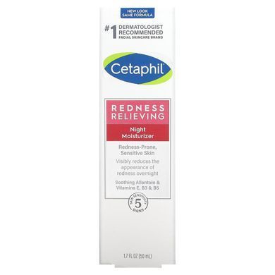 Нічний зволожуючий засіб для зняття почервоніння Cetaphil (Redness Relieving Night Moisturizer) 50 г