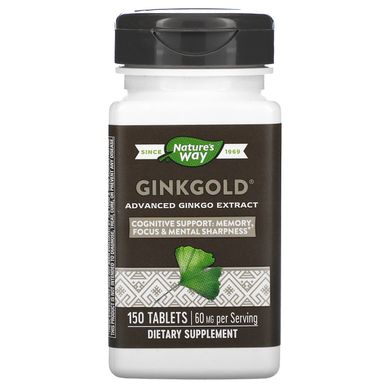 Медичний екстракт гінкго Ginkgold, Nature's Way, 60 мг, 150 таблеток