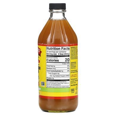Bragg, Organic, яблочный уксус, цитрусовый имбирь, 473 мл (16 жидк. Унций) купить в Киеве и Украине