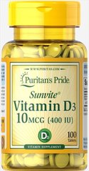 Витамин Д3 Puritan's Pride (Vitamin D3) 400 МЕ 100 таблеток купить в Киеве и Украине