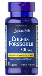 Колеус Форскохили, Coleus Forskohilii, Puritan's Pride, 500мг, 30 капсул купить в Киеве и Украине